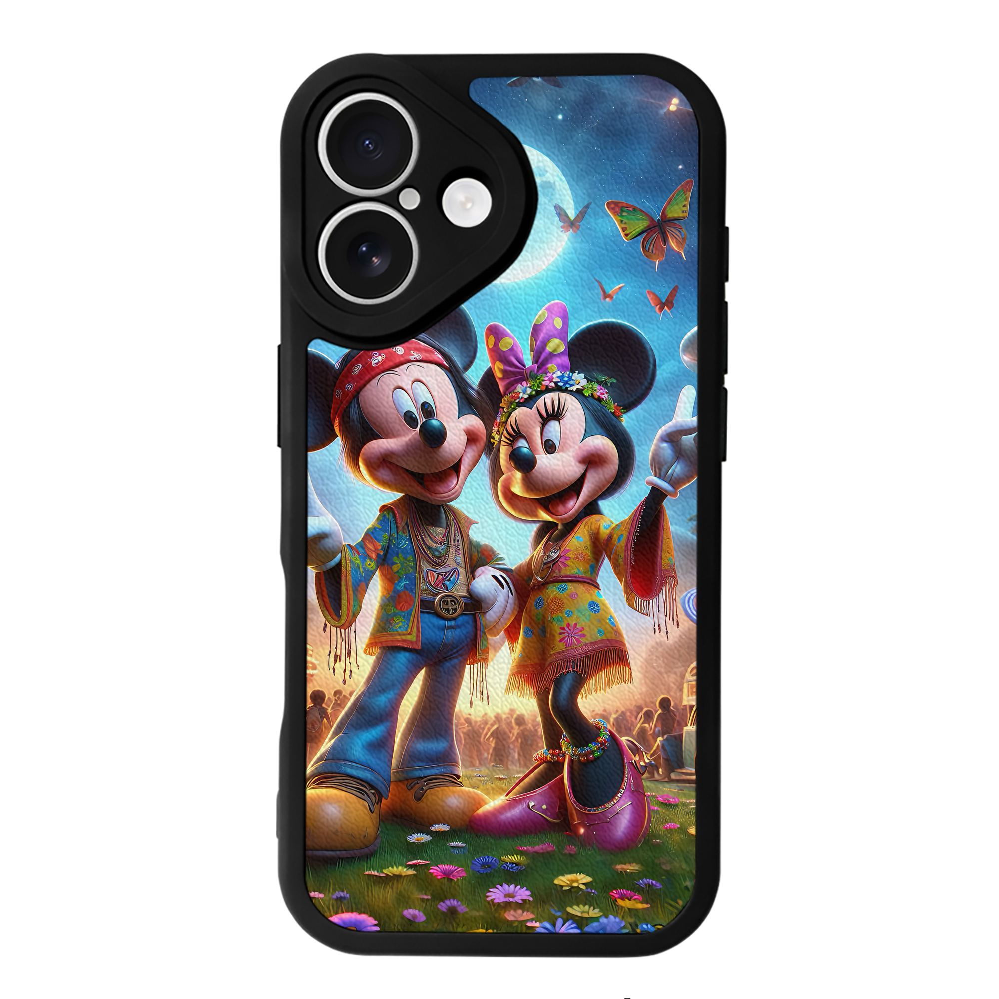 （画像用） ミッキーマウス Mickey Mouse 【iPhone 16シリーズ対応】シリコンスマホケース（レザー調） 材質：シリコン